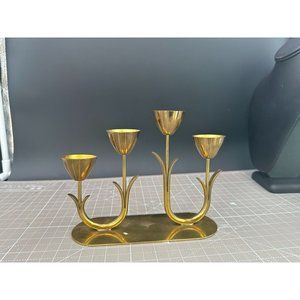 MCM Gunnar Ander Ystad-Metall Swedish 4 Armed Tulip Brass Candelabra